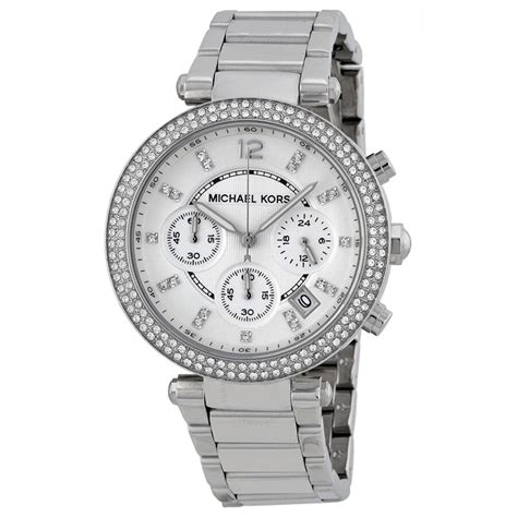 michael kors silver chronograph ladies watch mk5353|michael kors parker mk5353.